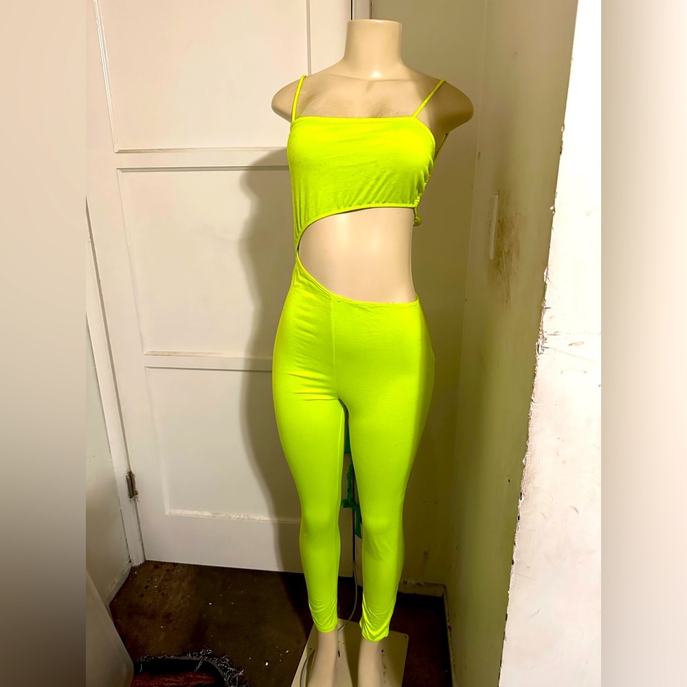 Womans medium legging jumpsuit neon volor